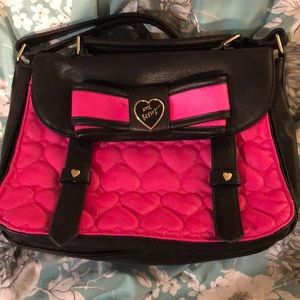 Betsy Johnson got pink shoulder satchel.